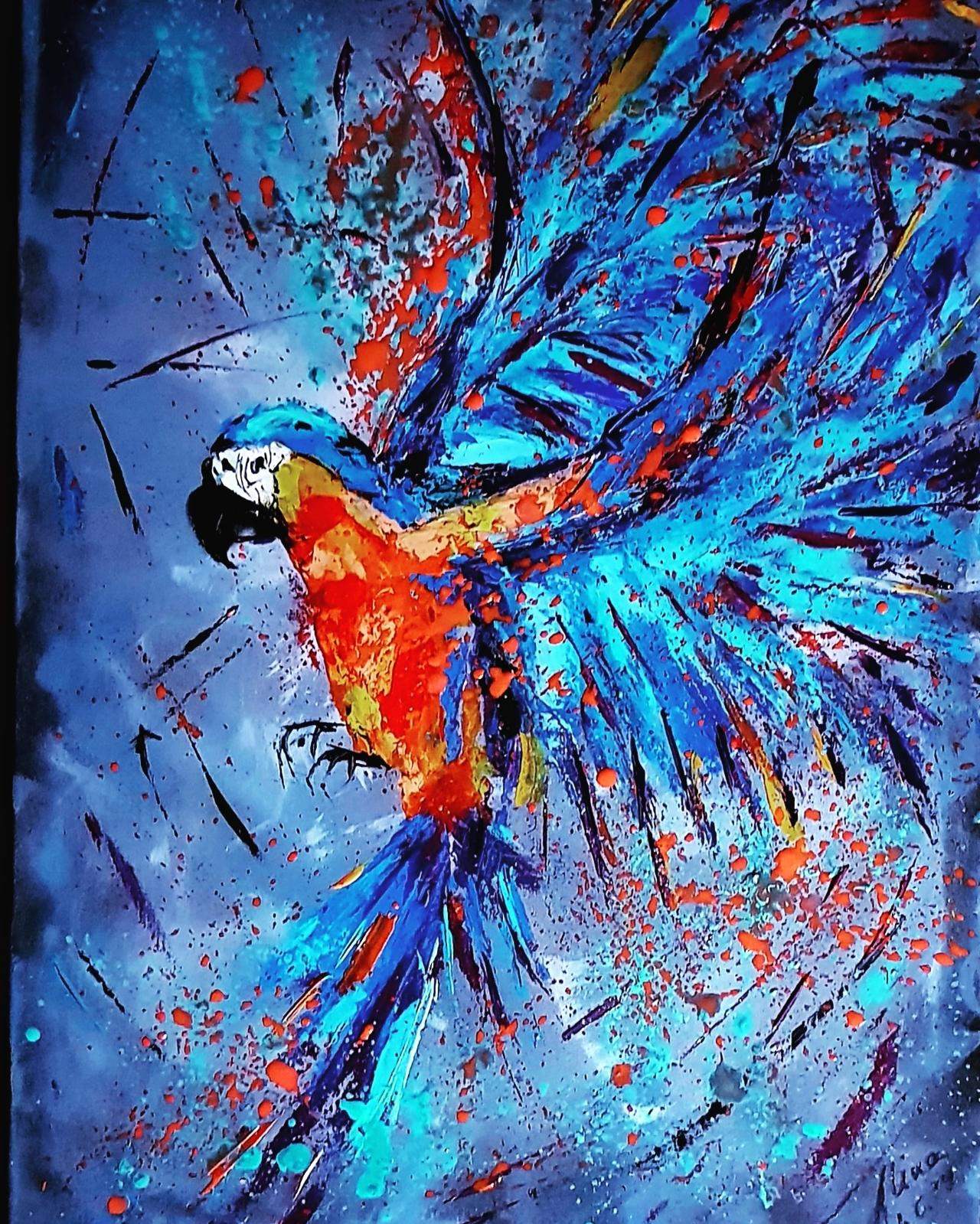ArteDiAlina.com painting: Flying into the water